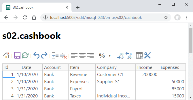 DBGate s02.cashbook